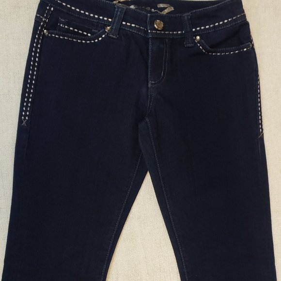 Bootcut Dark Wash Embroidered Jeweled Low Rise Womens Seven7 Jeans Size 27 - Picture 5 of 12